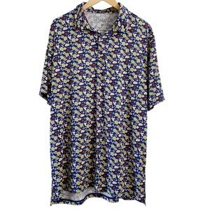 Hawaiian Golf Polo Shirt Men’s Size XXL 2X Blue Green 1764 Tropical Short Sleeve